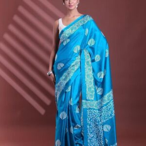 Printed Pure Cotton Mulmul Saree With Blouse