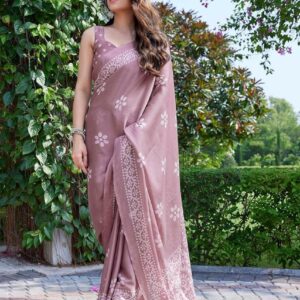 Printed Pure Cotton Mulmul Saree With Blouse