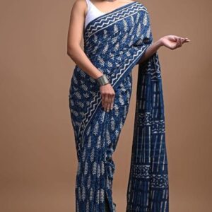 Printed Pure Cotton Mulmul Saree With Blouse
