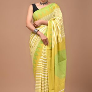 Printed Pure Cotton Mulmul Saree With Blouse
